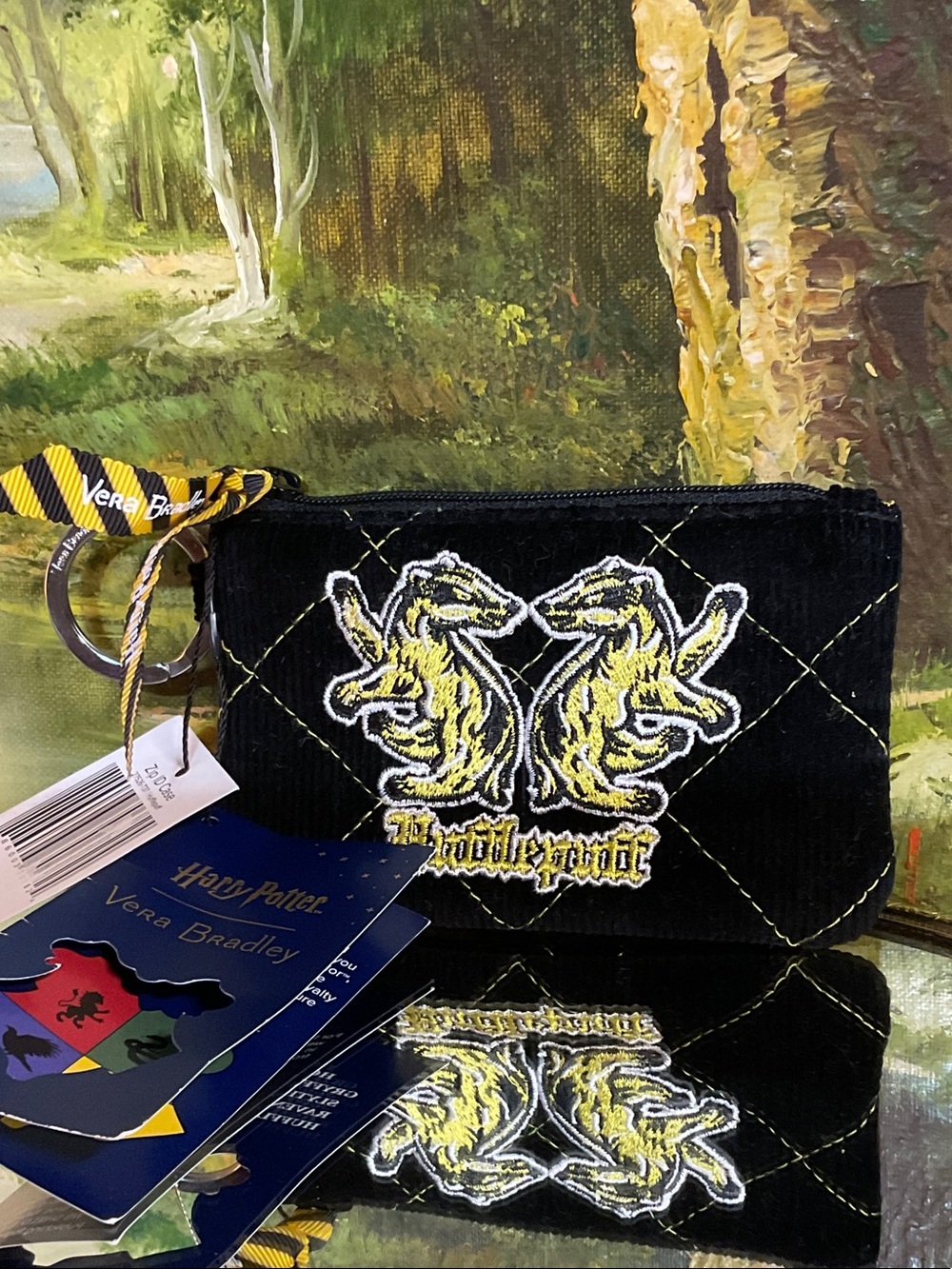 Vera Bradley Black & Yellow Hufflepuff Quilted Coin Pouch